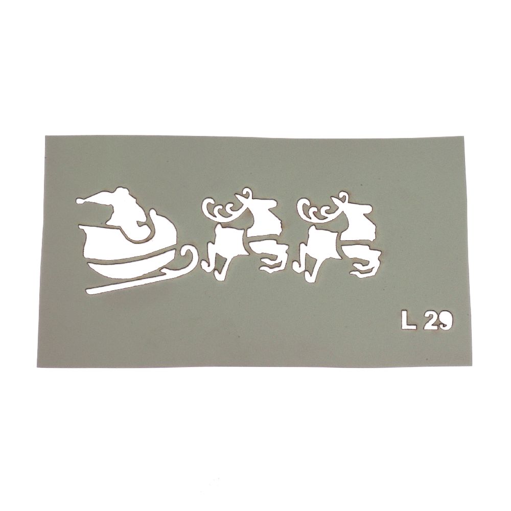Reusable Drawing Stencil size 7.5x3 cm L29 Winter Sleigh