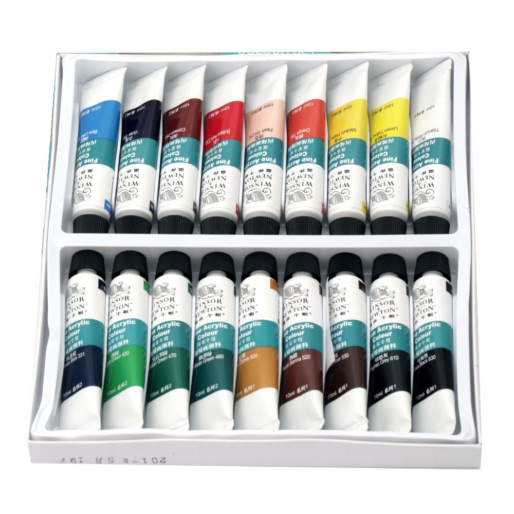 Set Acrylic Paints, Winsor Newton, 18 Colors x 10 ml