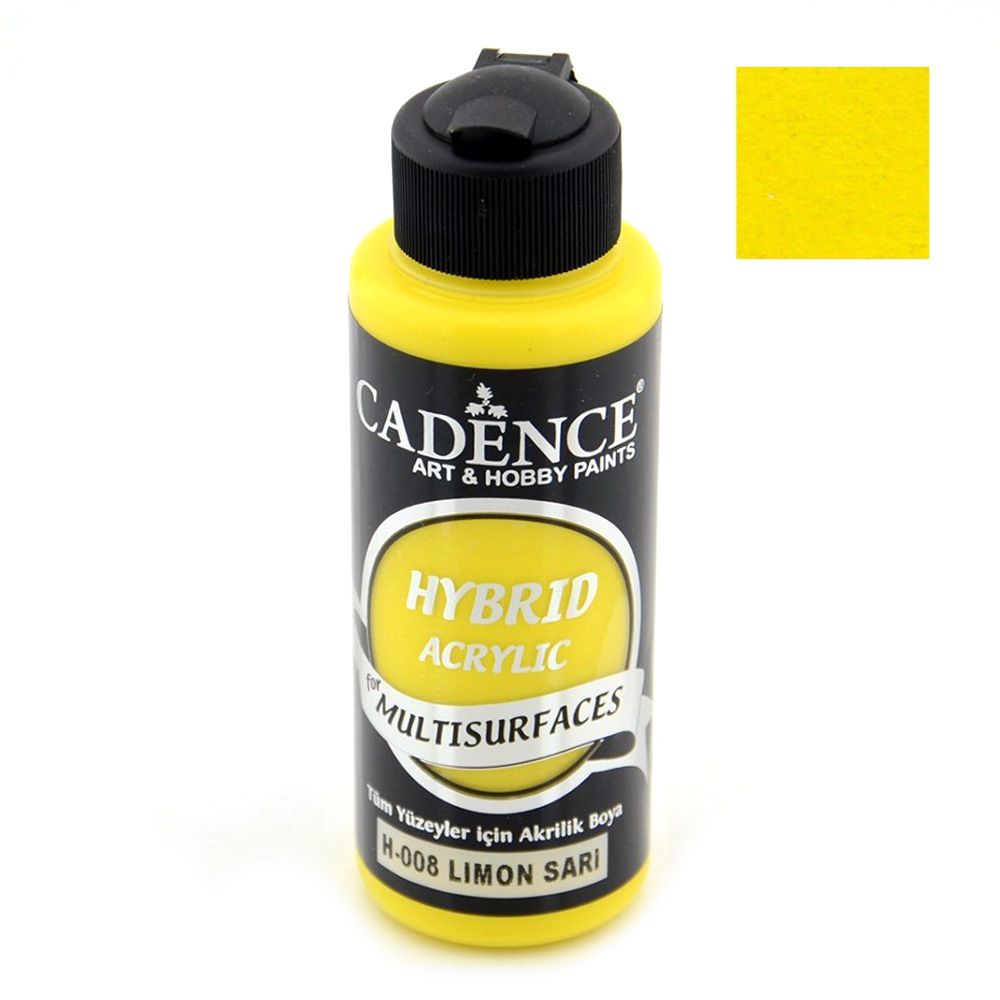 Acrylic Paint, Lemon Yellow Color, Cadence Hybrid, 120 ml
