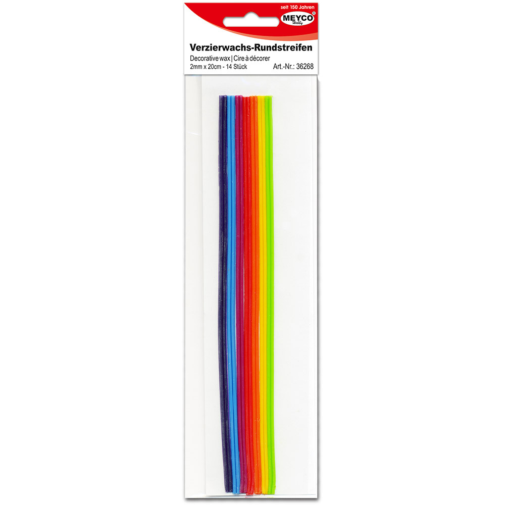 Комплект восъчни декоративни ленти 2ммx20 см Meyco -7 цвята по 2 броя