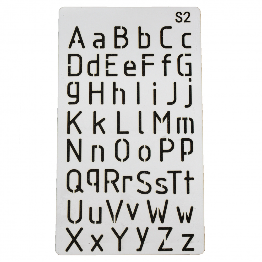 Reusable template universal 180x100 mm alphabet S2