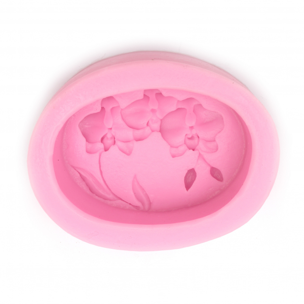 Silicone mold /shape/ oval 90x70x32 mm orchids for cake, biscuits decoration