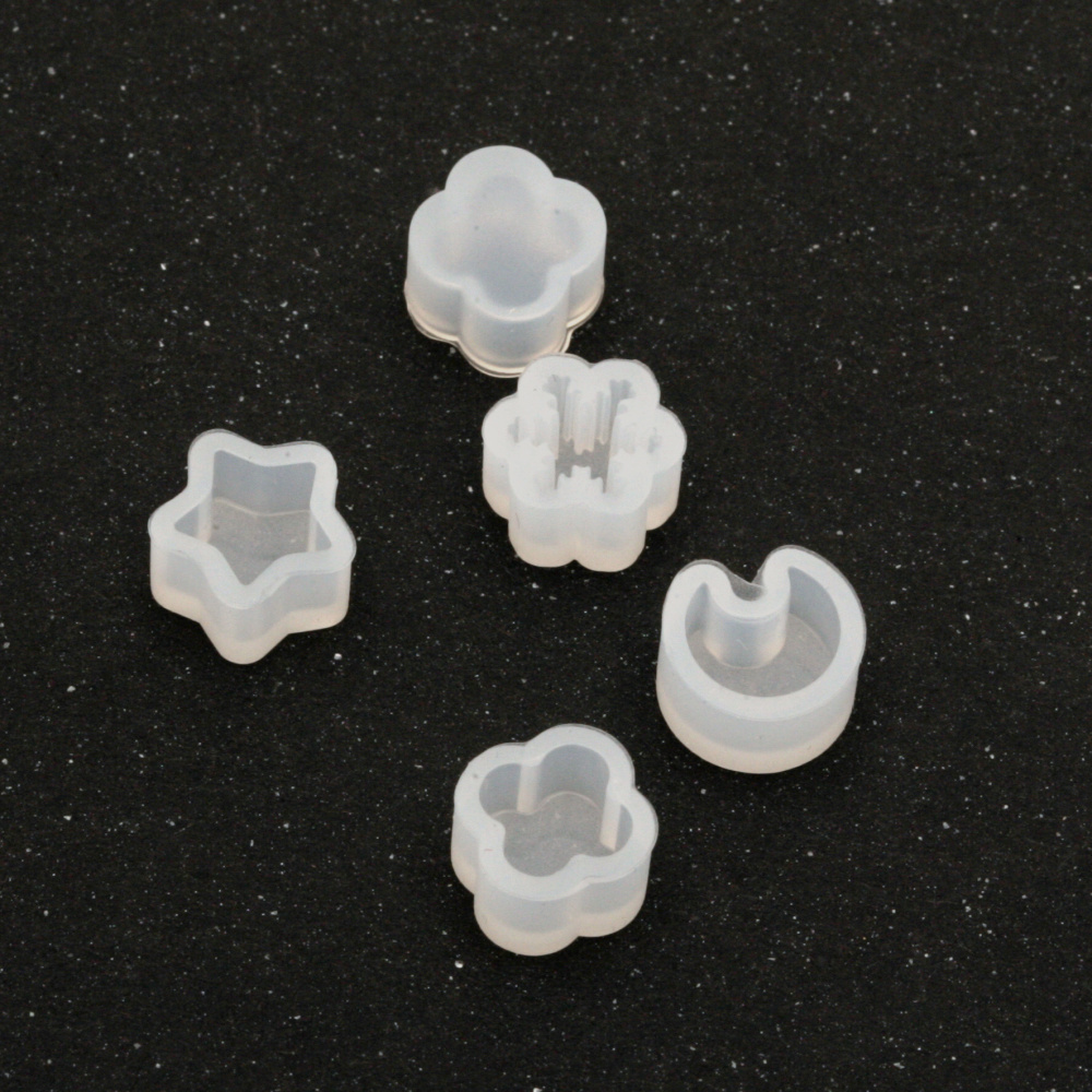 Silicone mold /shape/ 8~8.5x7.5~8x5 mm assorted molds 5 pieces for jewelry making