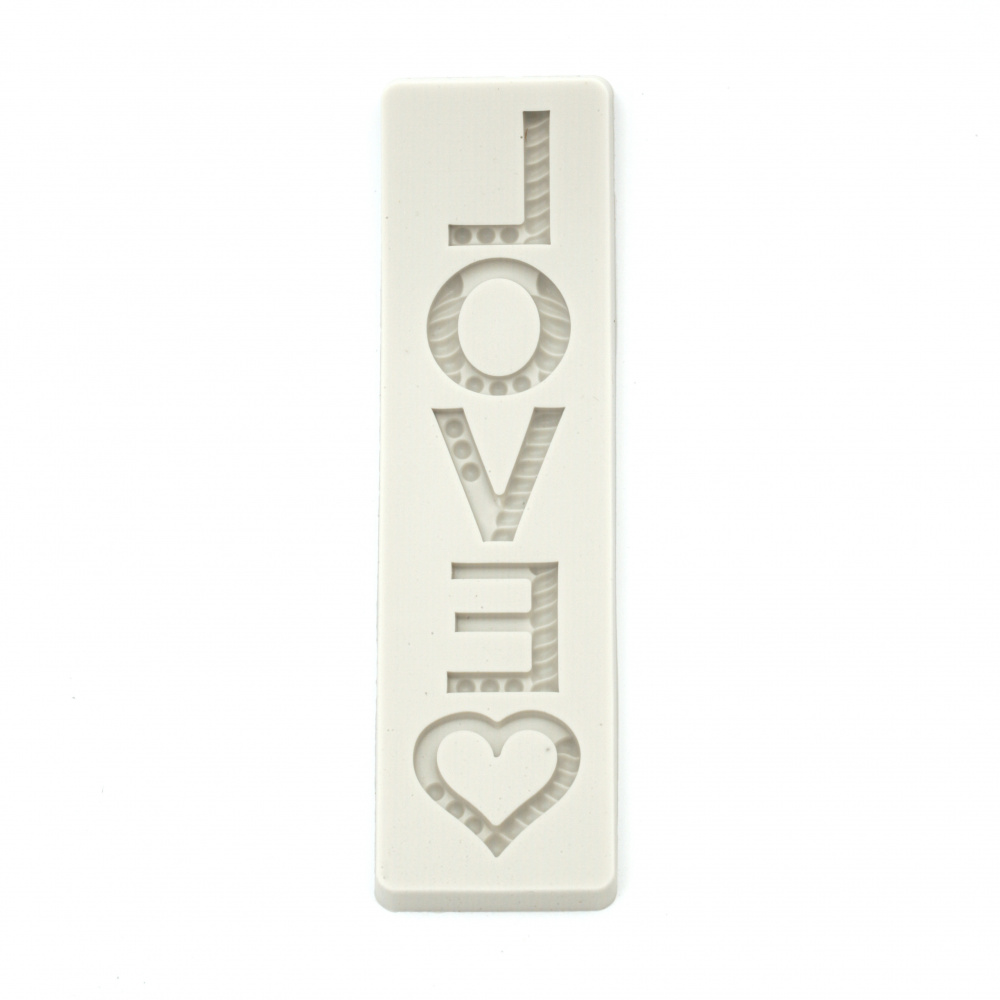 Silicone Mold / Form / 165x45 mm Letters LOVE and Heart - 30 mm