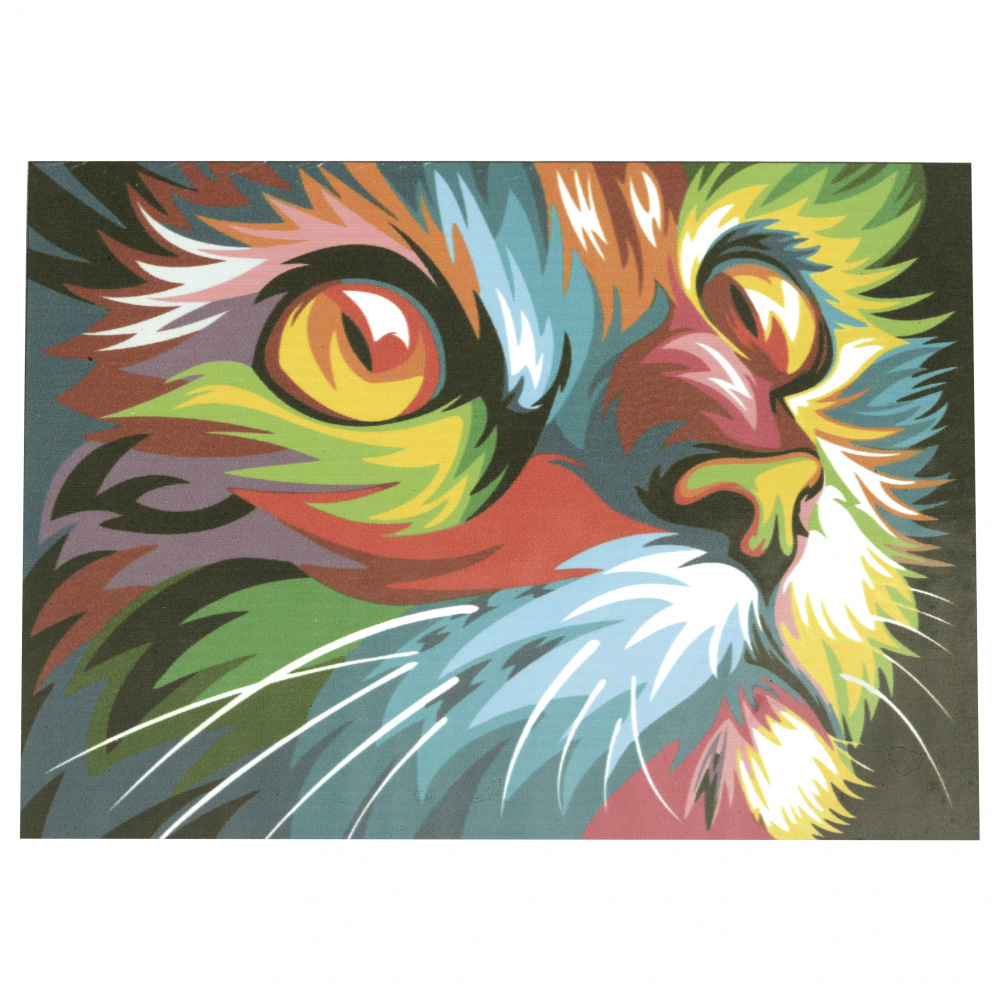 Комплект рисуване по номера 30x40 см -Котка-дъга Ms9259