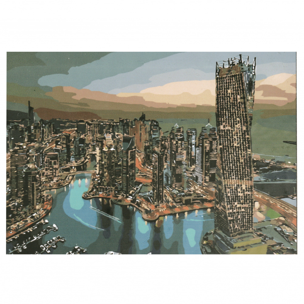 Комплект рисуване по номера 30x40 см -Пристанището на Дубай Ms9612