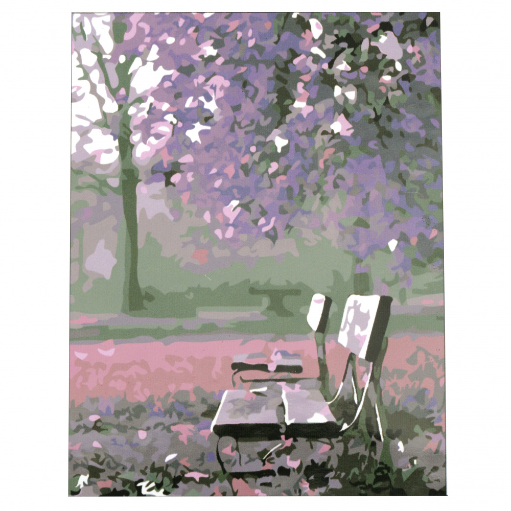 Комплект рисуване по номера 30x40 см -Виолетов следобед в парка Ms9920