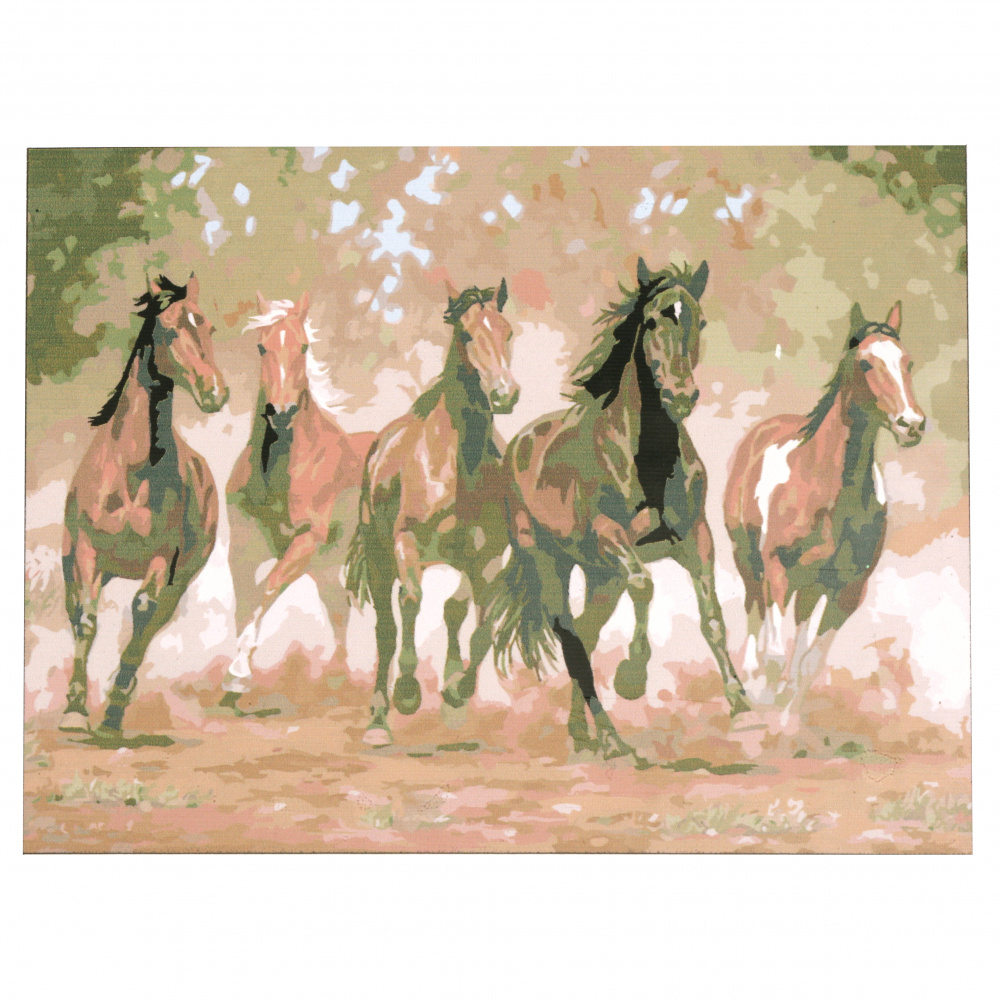 Комплект рисуване по номера 30x40 см -Бягащи коне Ms9058