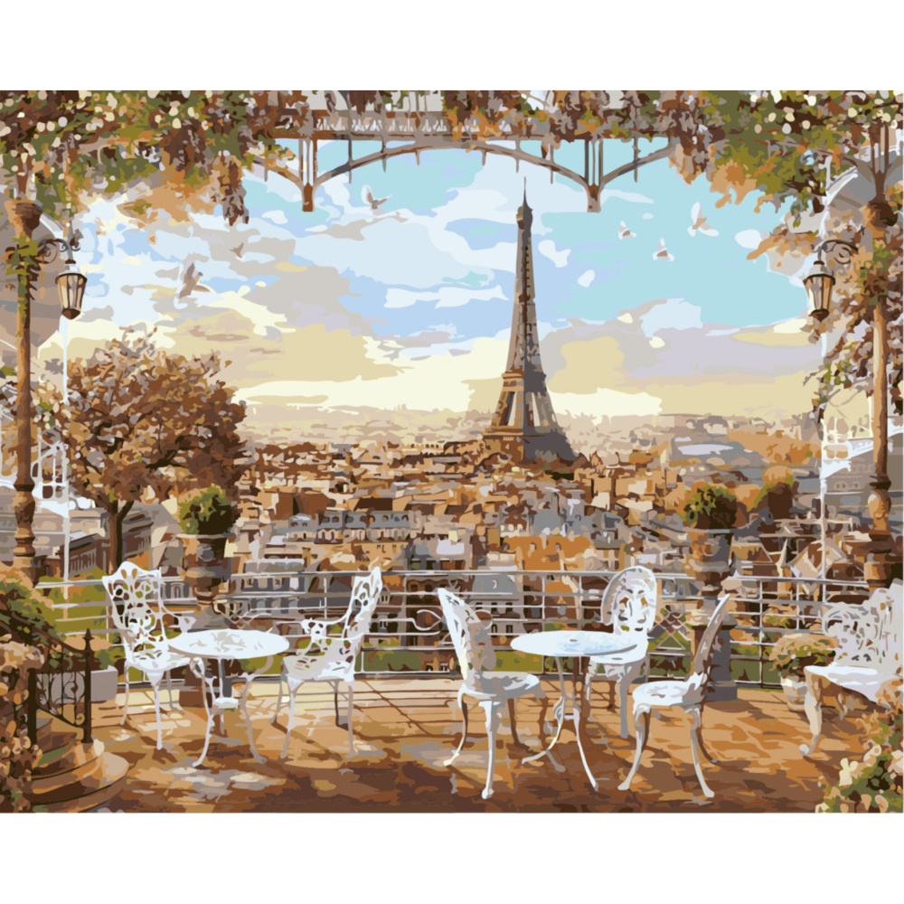 Комплект рисуване по номера 30x40 см -Изглед към Айфеловата кула Ms9137