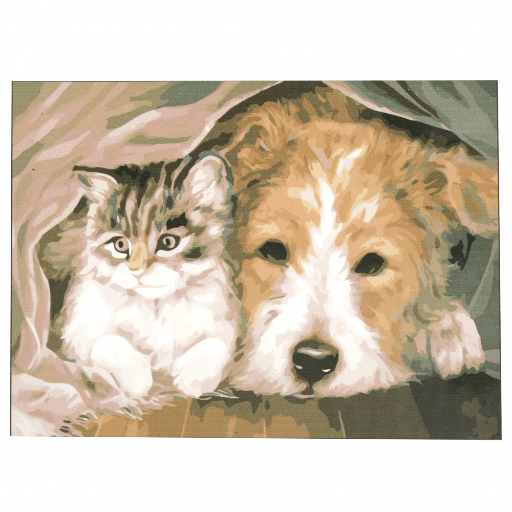 Ζωγραφική με αριθμούς30x40 cm - γατάκι με σκυλάκι Ms8725