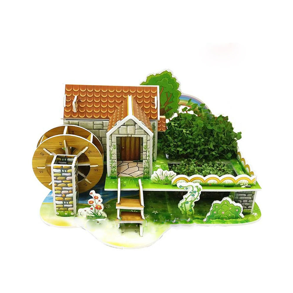 3D пъзел ZILIPOO от пенокартон с жива градина 26x20x13.5 см -Къщата на дъгата -30 части 