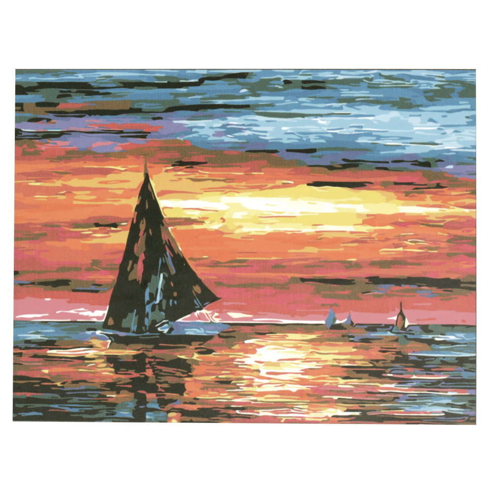 Ζωγραφική με αριθμούς 40x50 cm -ηλιοβασίλεμα στην θάλασσα  Q1704