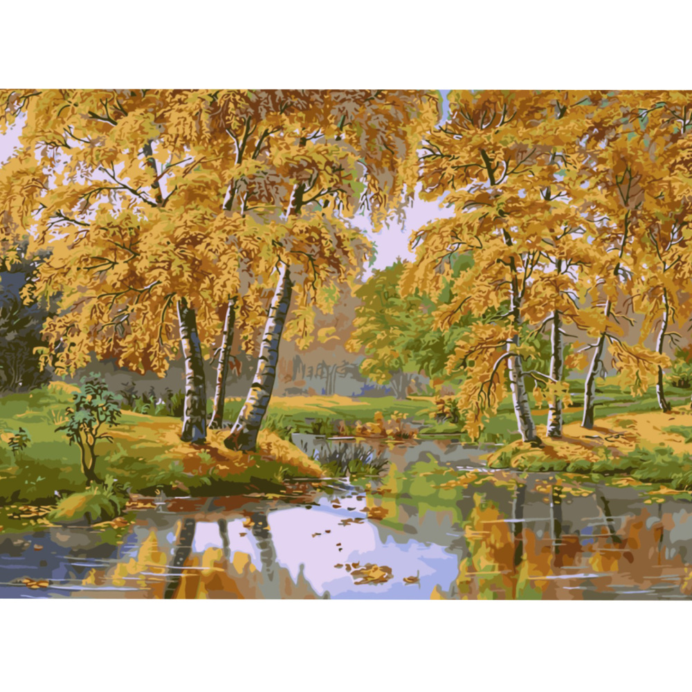 Комплект рисуване по номера 40x50 см -Есенен пейзаж Ms8478