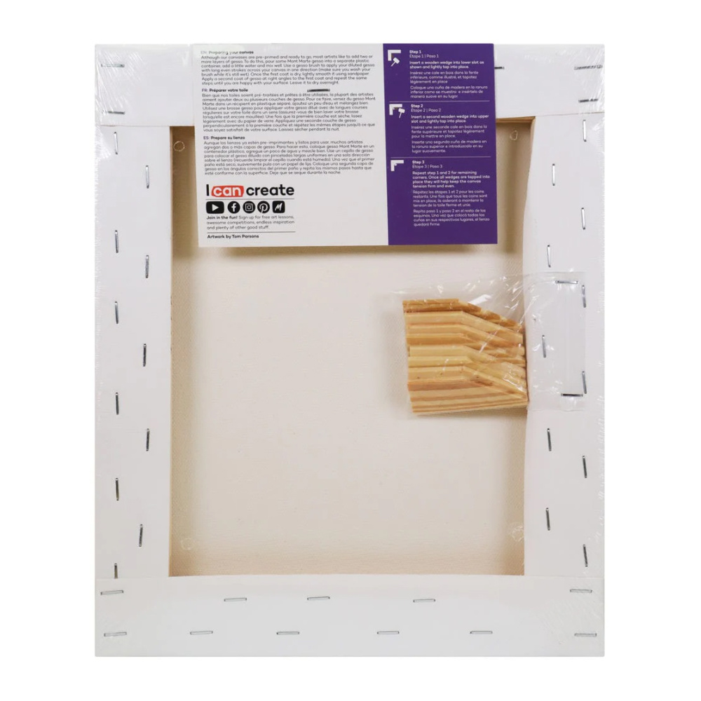 Primed canvas with wedge subframe, MM Canvas Pine Frame ST, 25.4x30.5 cm