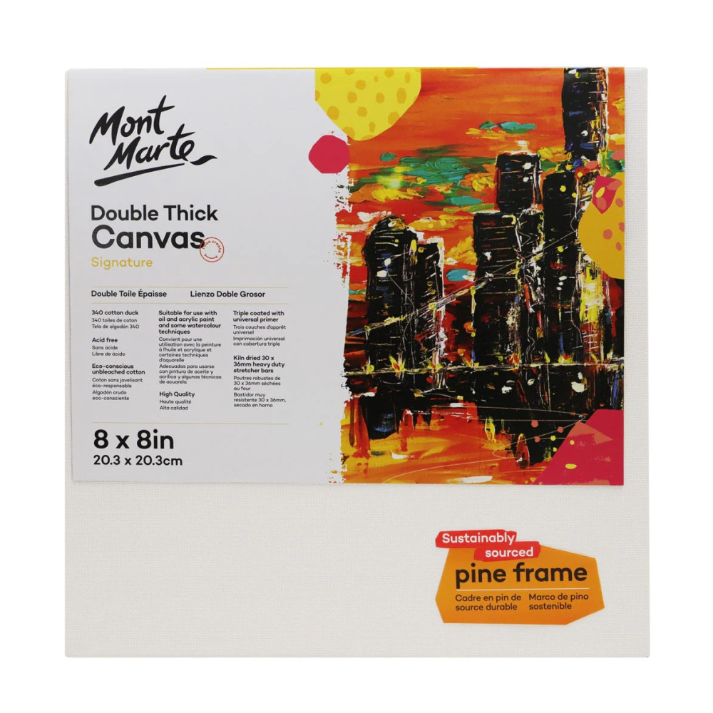Primed canvas with wedge subframe, pro series, MM Studio Canvas Pine Frame D.T., 20.3x20.3 cm