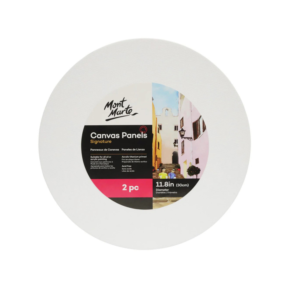 Ασταρωμένος καμβάς Mont Marte Canvas Panels Pack 2 Round 30 εκ. - 2 τεμάχια