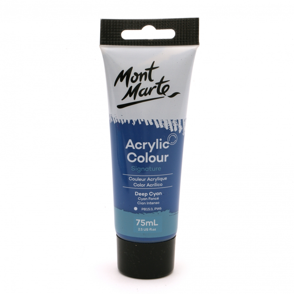 Mont Marte Studio Acrylic Paint, 75ml - Deep Cyan Blue