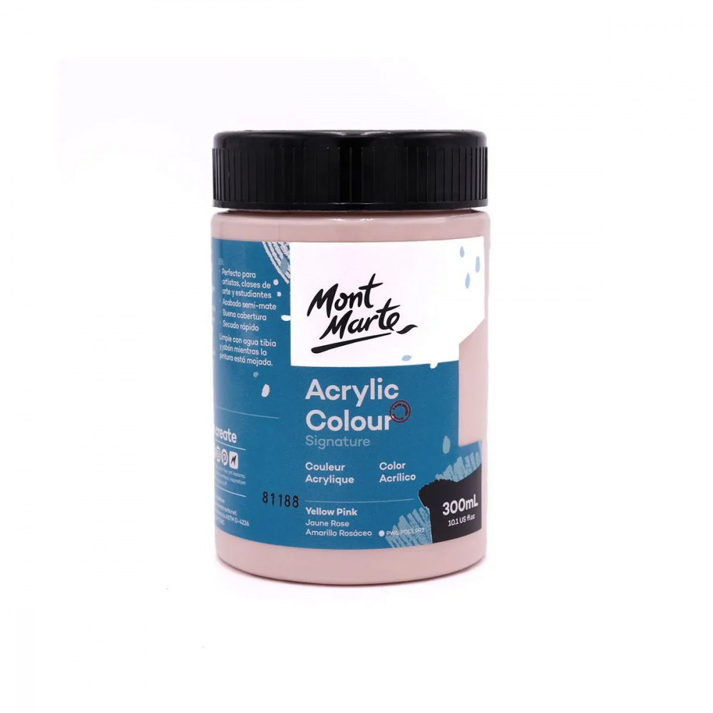 Акрилна боя полумат Mont Marte Studio Acrylic Paint 300 мл - Yellow Pink