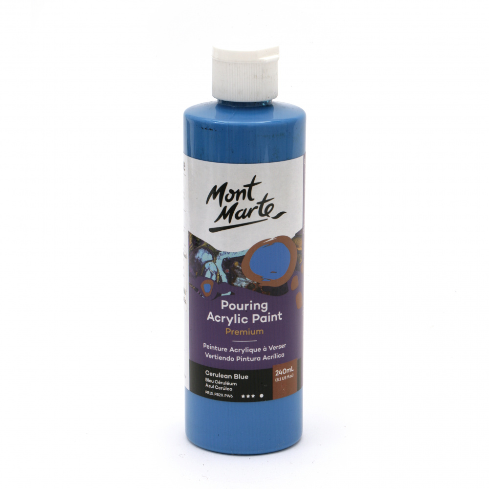 Mont Marte Acrylic Pouring Paint, 240 ml - Cerulean Blue