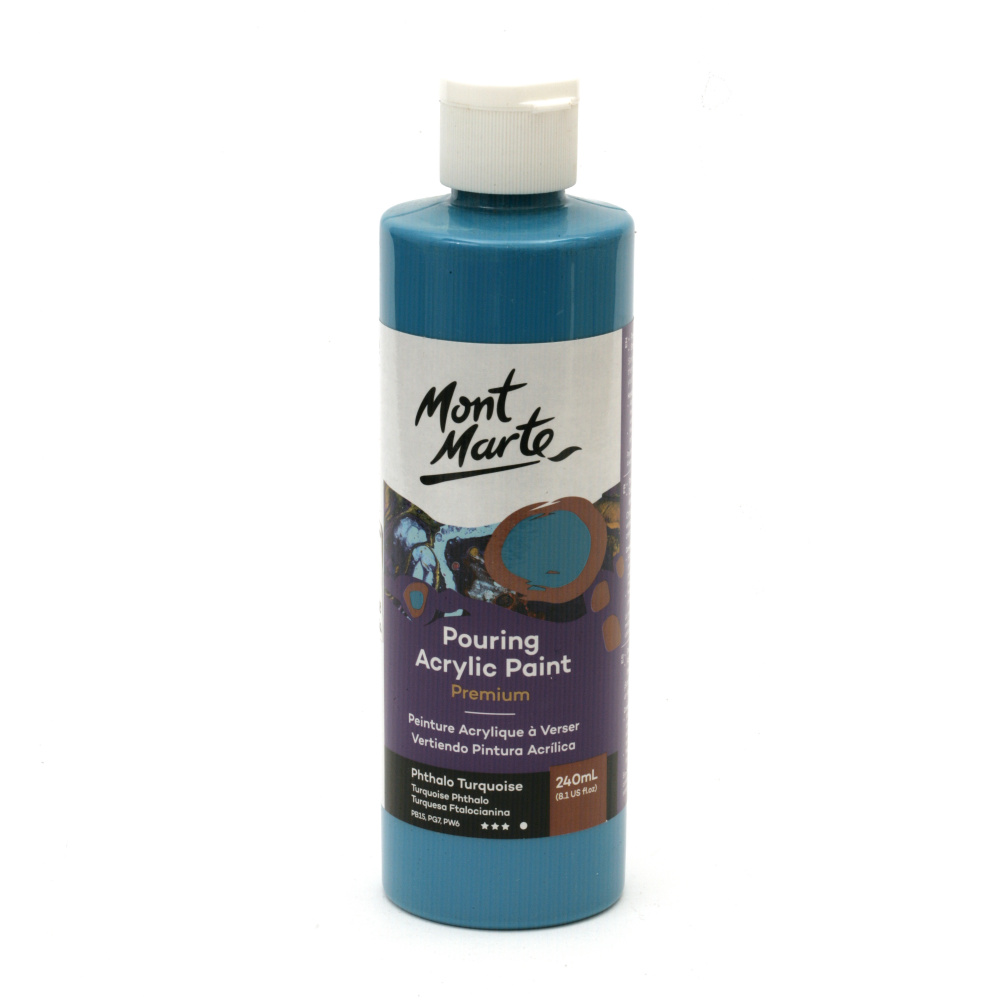 Mont Marte Acrylic Pouring Paint, 240 ml - Phthalo Turquoise