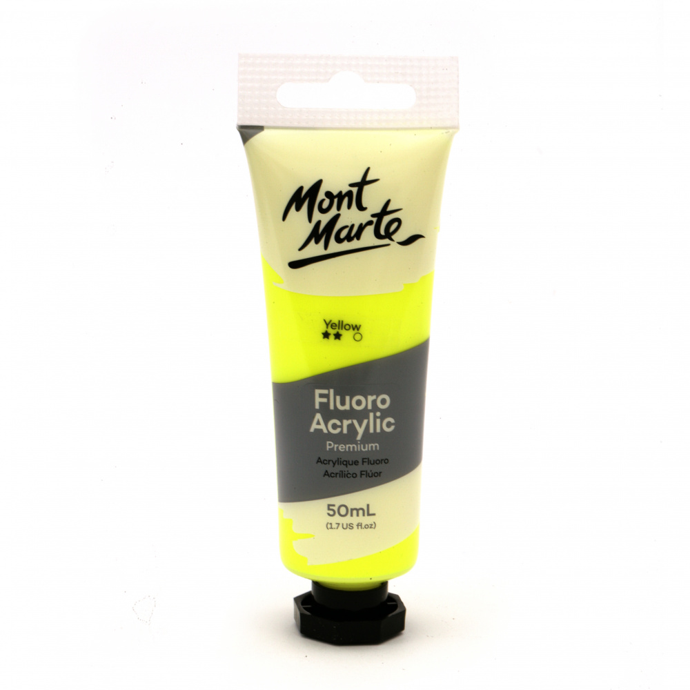 Mont Marte Fluoro Acrylic Paint, 50 ml - Fluorescent Yellow