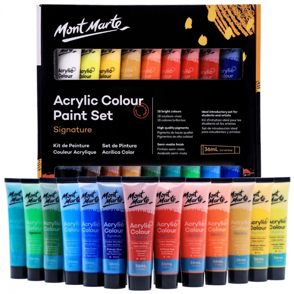 Комплект акрилна боя Mont Marte 18 цвята x 36 мл
