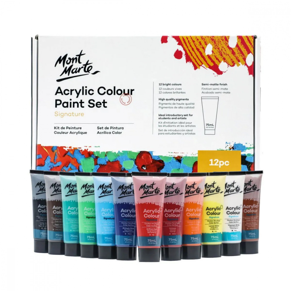 Комплект акрилна боя Mont Marte Acrylic Colour Paint Set Intro Set 12 цвята x 75 мл