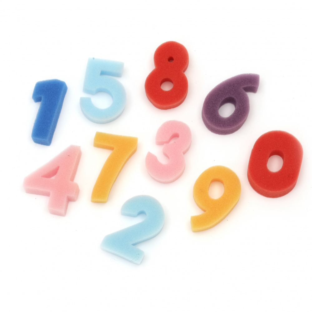 Set of figures foam 25~45x60 mm from 0 to 9 mix colors