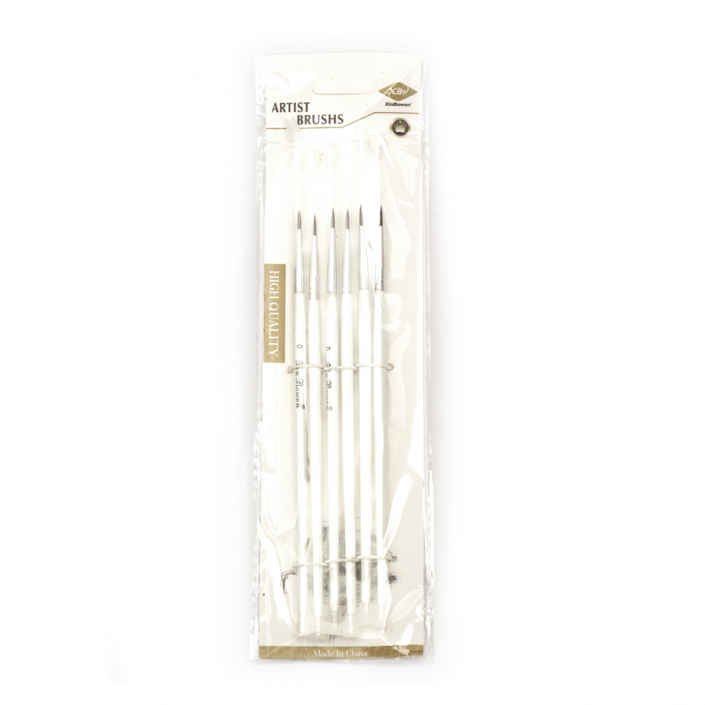 Set of 6 Fine Paint Brushes with Synthetic Hair - Size 00