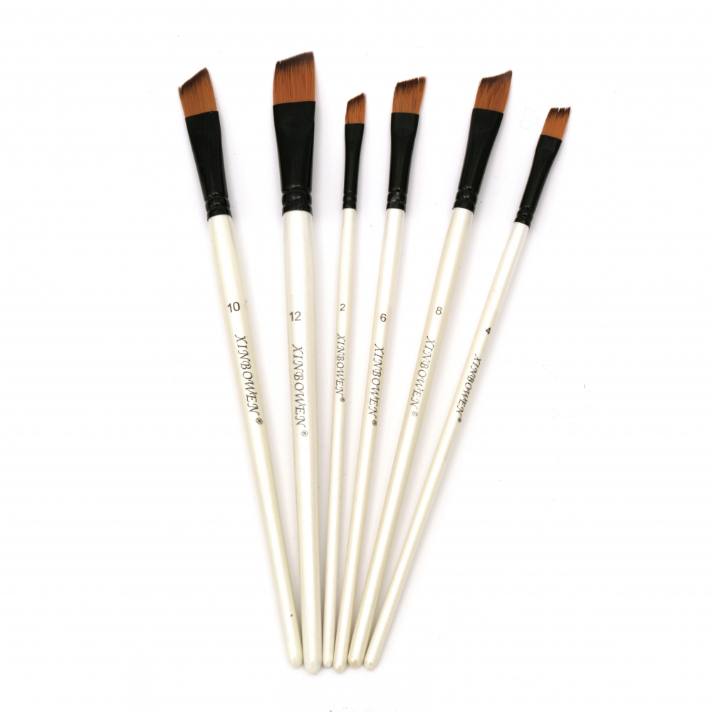 Set of Synthetic Fiber Flat Brushes - 6 pieces