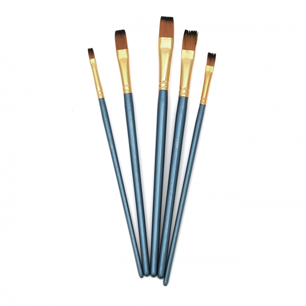 Set of Paint Brushes, Synthetic and Flat - 5 pieces