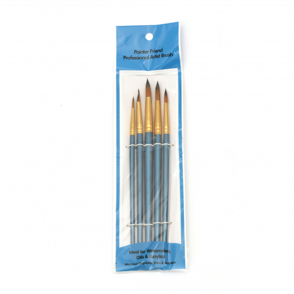 Set of Paint Brushes with Artificial Hair - 5 Pieces