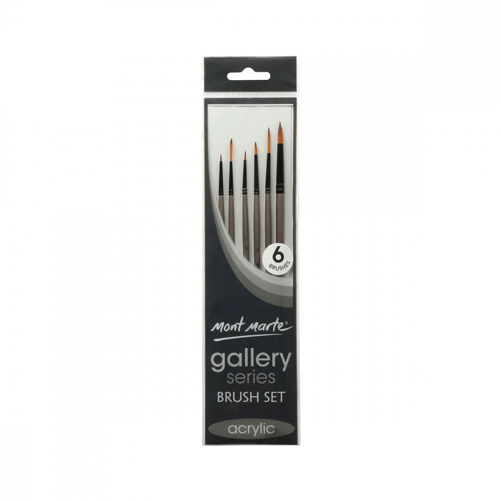 Mont Marte SGallery Series Brush Set Acrylic - 6 pieces, Taklon detail brushes for acrylic