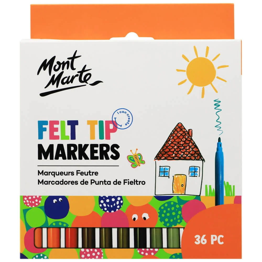 Kids Felt Tip Markers Set MM Basics – 36 Pieces