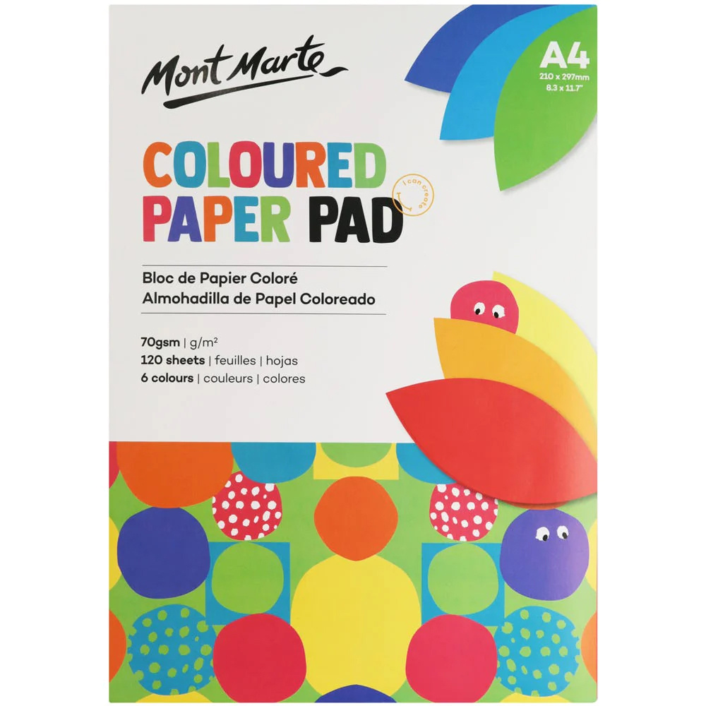 Блокче цветна хартия А4 6 цвята 70 г/кв. м MM Coloured Paper Pad A4 -120 листа