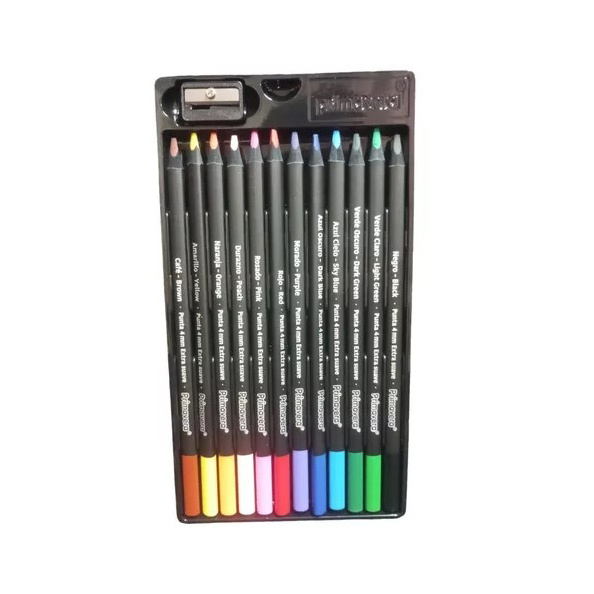 Set of Colored Pencils Intense Colors with Sharpener - 12 Colors