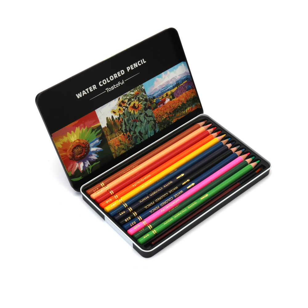 Tastoful Watercolor Pencils in a Metal Box - 12 Colors