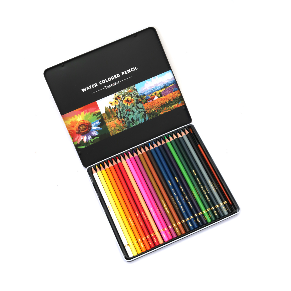 Watercolor Pencils in Metal Box Tastoful - 24 Colors