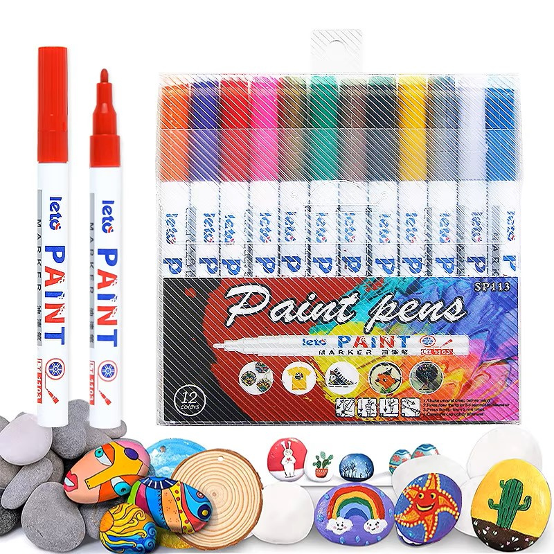 Leto Oil-Based Permanent Markers Suitable for All Surfaces - 12 Colors