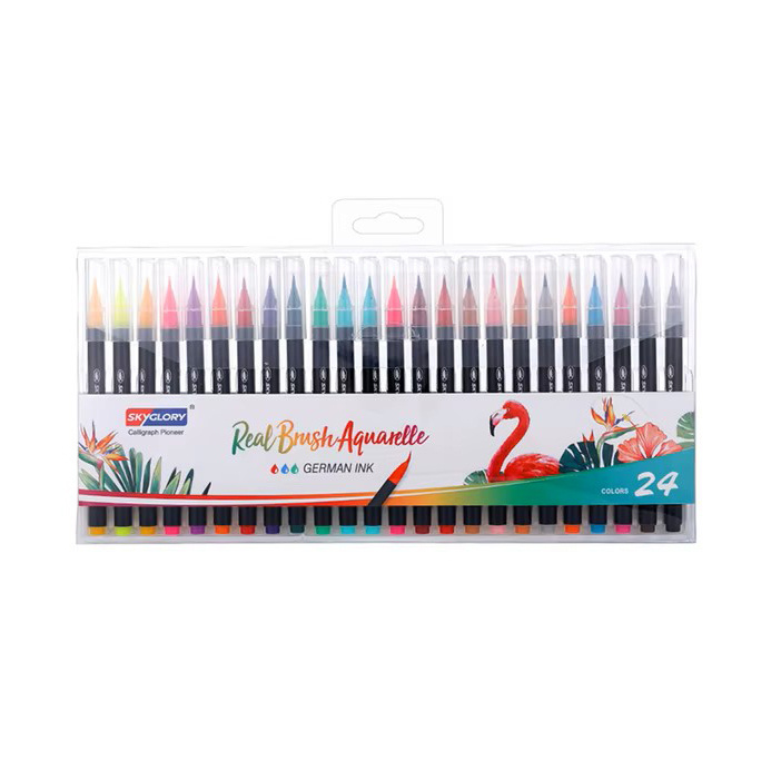 Watercolor Brush Markers, SkyGlory - Set of 24 Colors