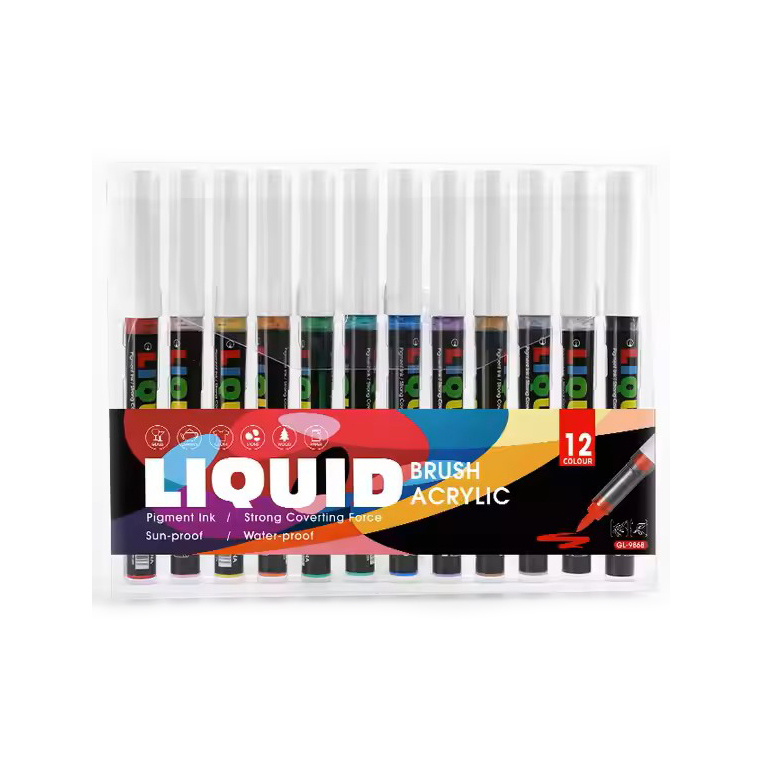 Waterproof Acrylic Markers, Suitable for Metal, Wood, Glass, Textile, Stone, and More - Set of 12 Colors