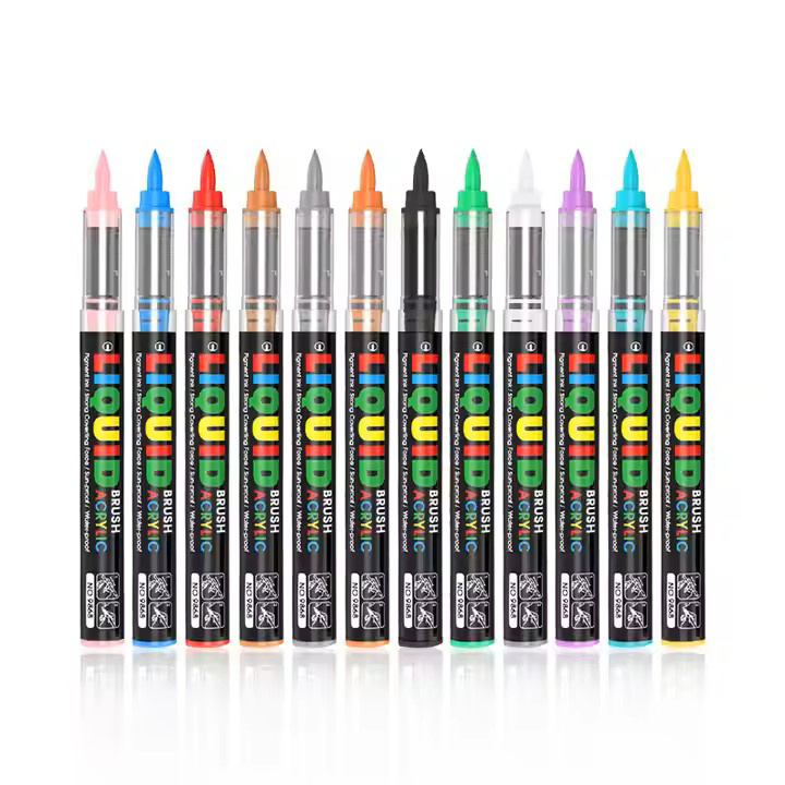 Waterproof Acrylic Markers, Suitable for Metal, Wood, Glass, Textile, Stone, and More - Set of 12 Colors