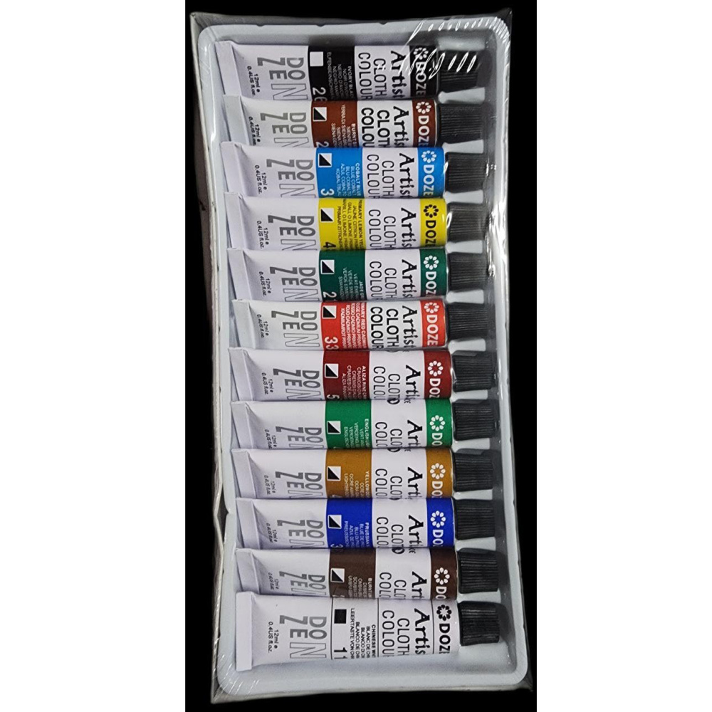 Premium Fabric Paint Set DOZEN – 12 Vibrant Colors x 12 ml – Soft, Wash-Resistant & Easy to Apply – Perfect for Painting on Fabric, Canvas, Denim and DIY Fashion Projects