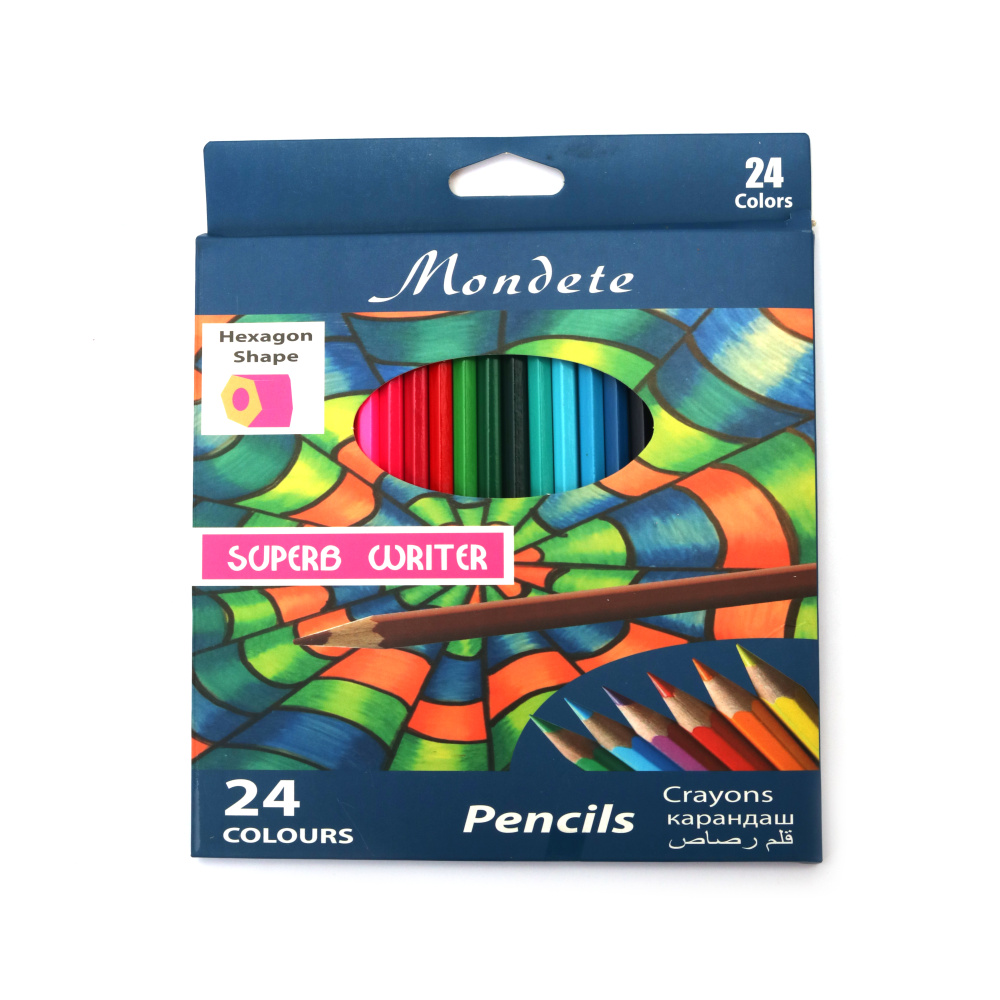 Mondete Colored Pencils – 24 Bright Shades with Ergonomic Grip for Smooth & Comfortable Drawing
