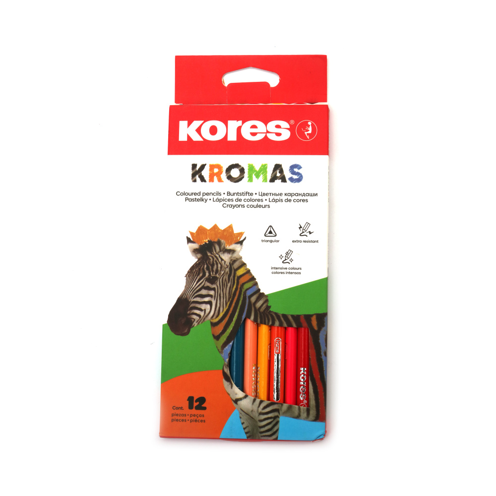 Kores Triangular Colored Pencils – Set of 12 Vibrant Shades for Comfortable & Precise Drawing