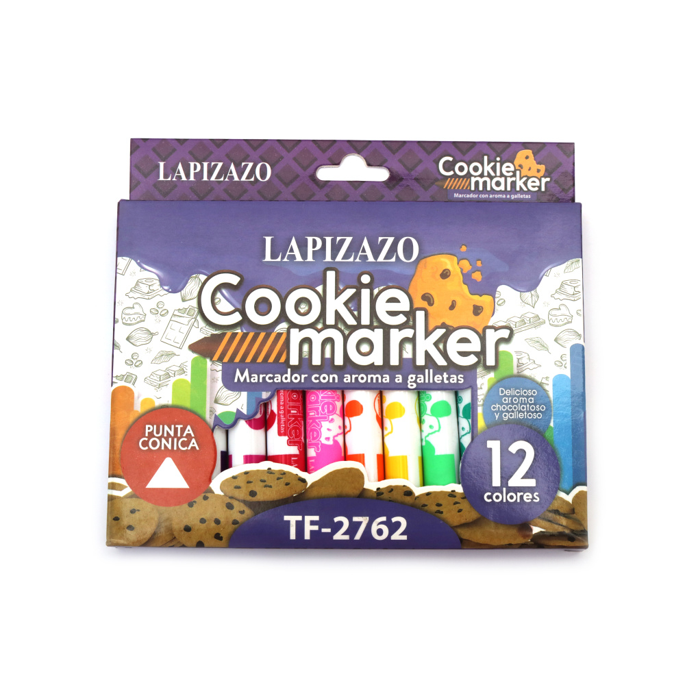 Set de 12 markere parfumate cu miros de fursecuri – culori asortate pentru desen creativ, colorat și delicios de amuzant