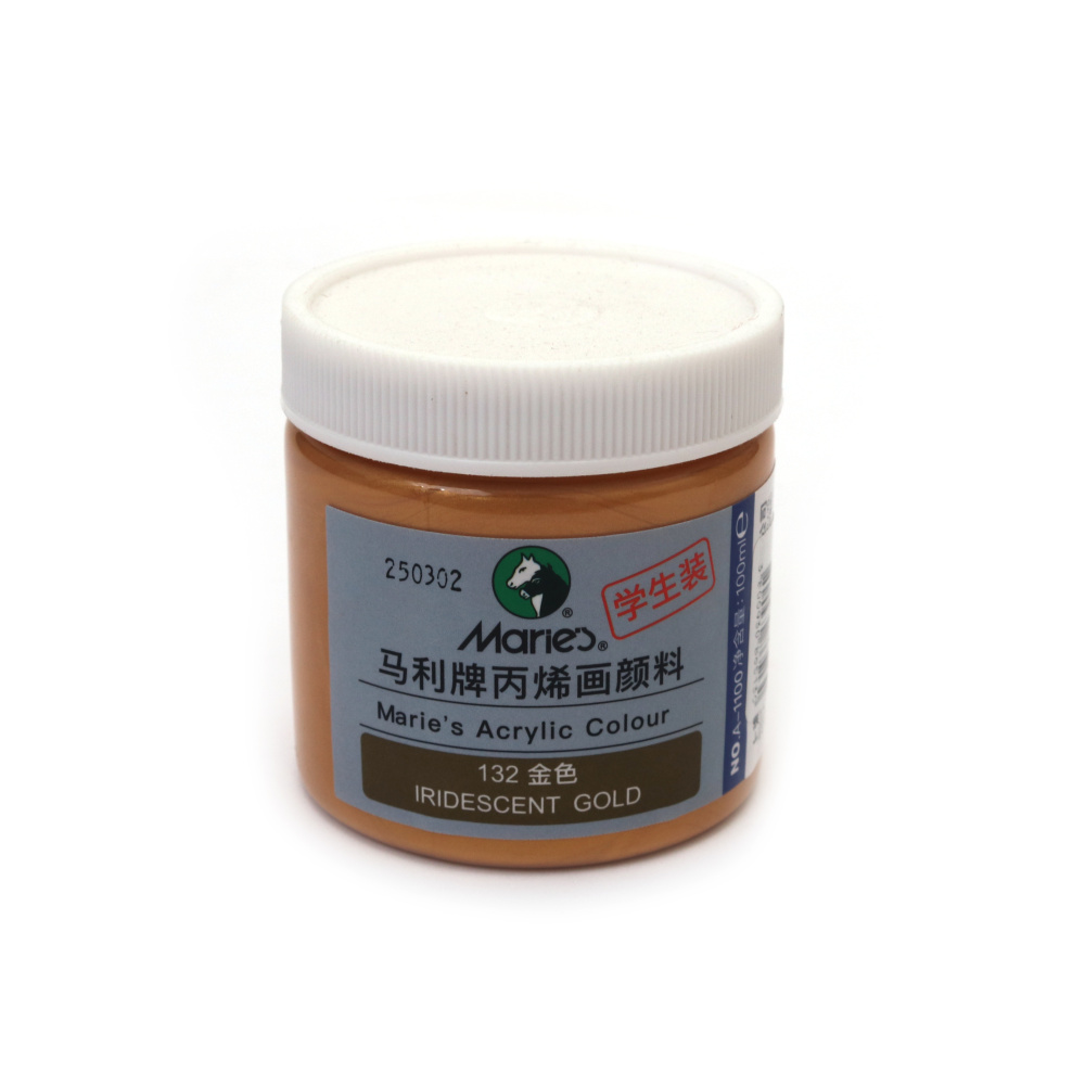 Vopsea acrilică perlată Maries 100 ml – Auriu metalizat, finisaj elegant pentru artă decorativă, meșteșuguri și proiecte creative DIY