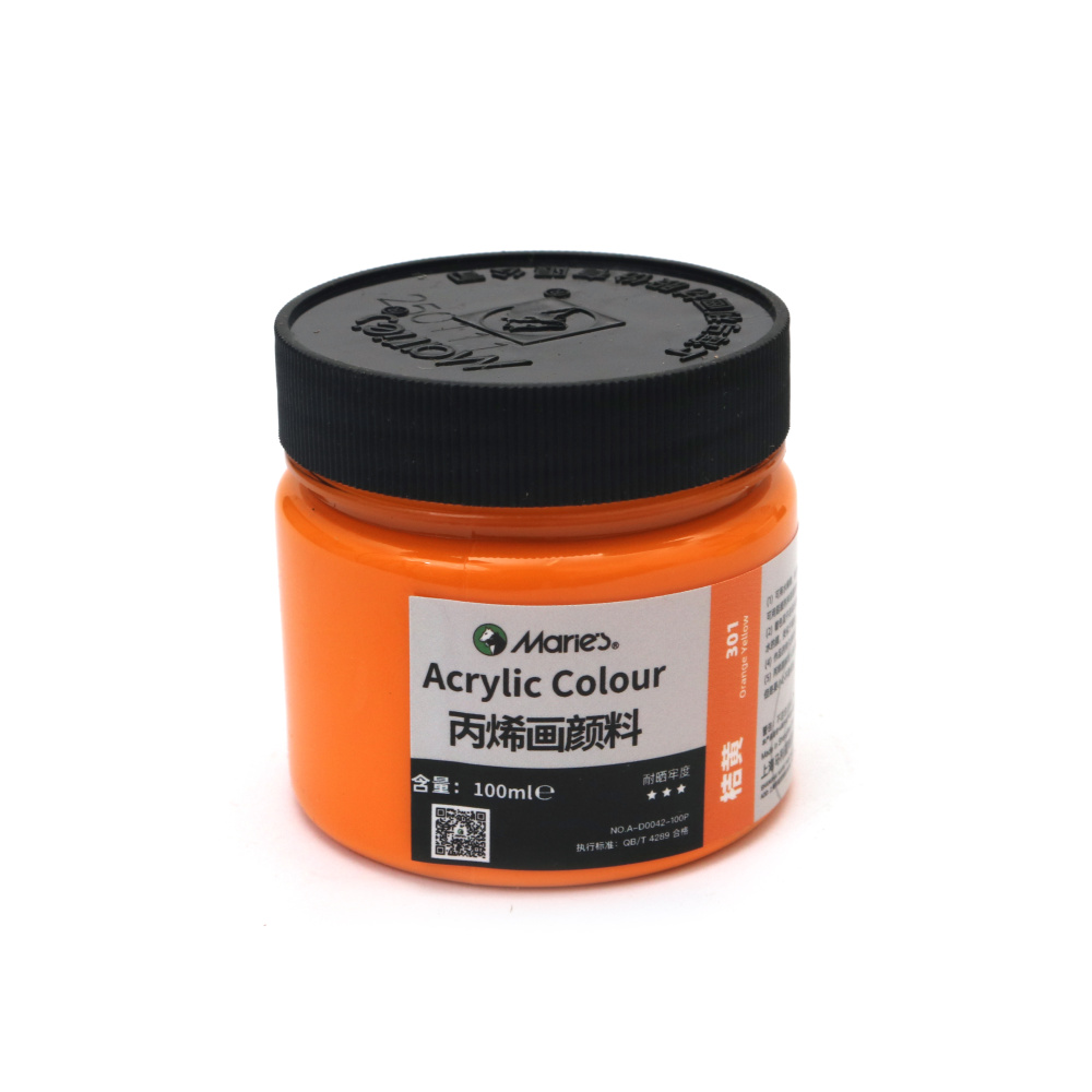 Vibrant Maries Acrylic Paint 100 ml – Orange, Bright Pigment & Smooth Coverage for Artists, Students & Creative DIY Projects