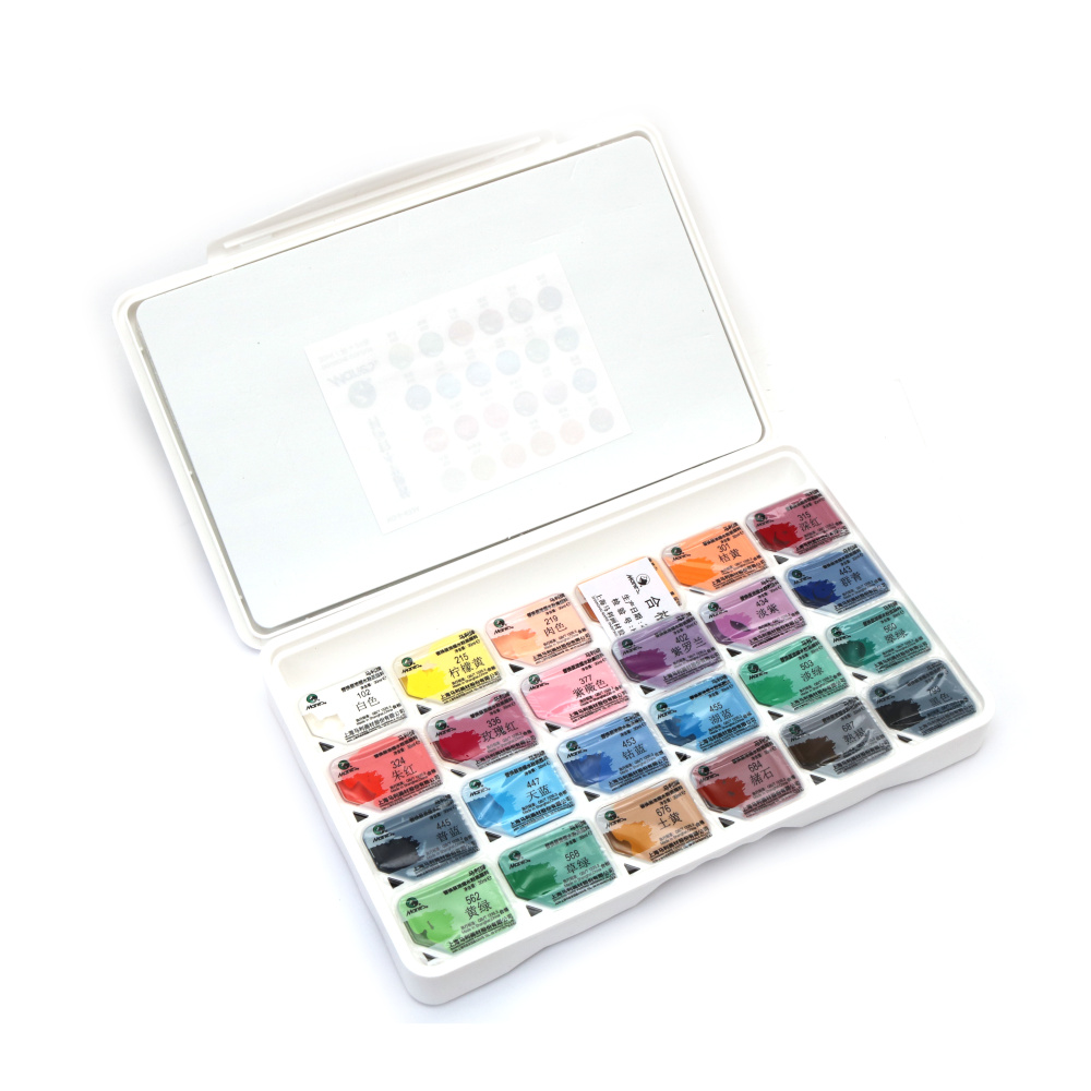 Set culori tempera Marie’s Vibrant – 24 culori asortate x 30 ml, textură fină și pigmenți strălucitori pentru artiști, studenți și proiecte creative