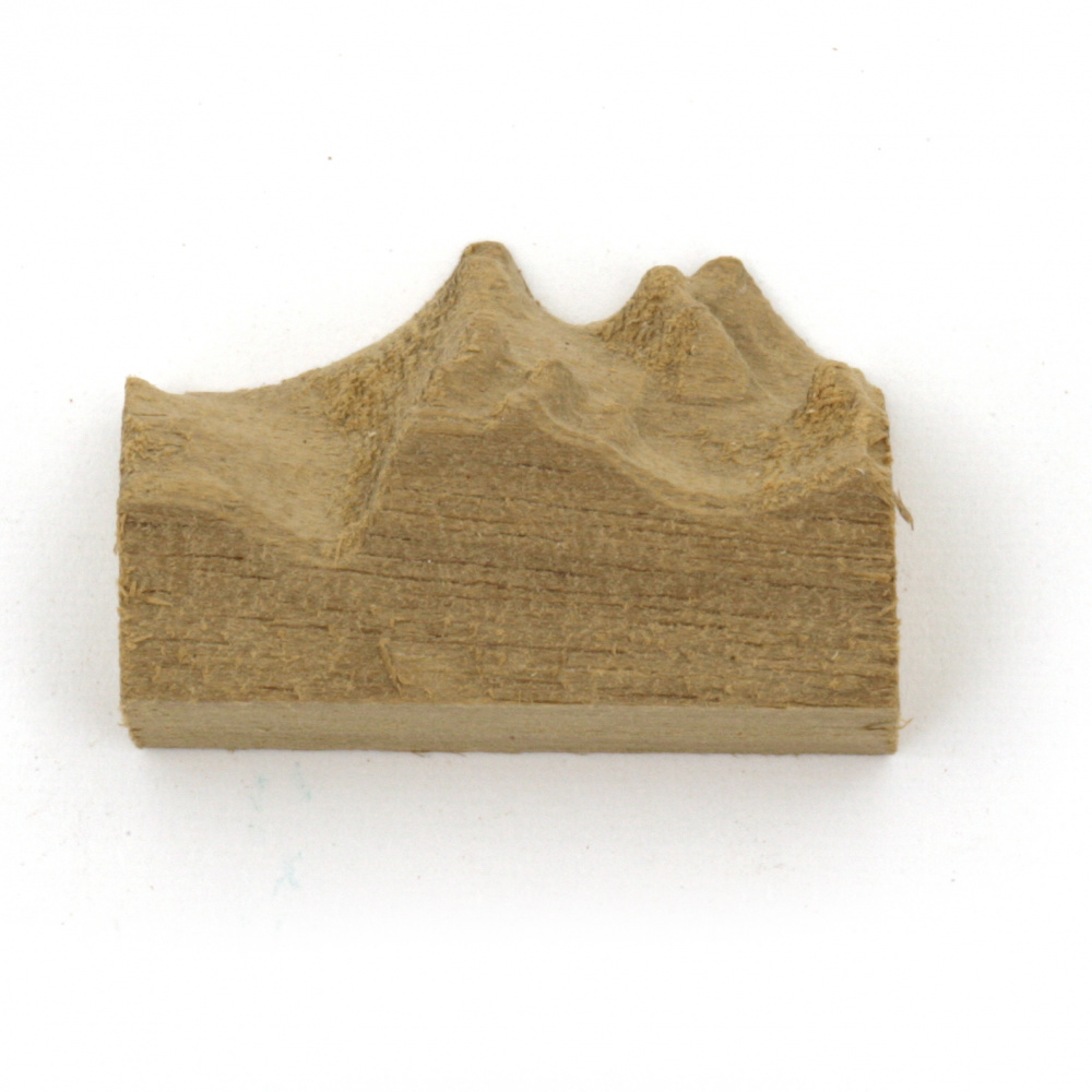 Планински връх / симулирана планинска форма от масивно тиково дърво за вграждане в епоксидна смола 30x10~21x12 мм